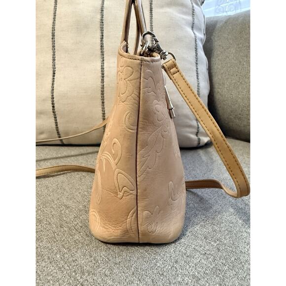 Vintage Fossil Embossed Genuine Leather Purse Crossbody Bag Tan Beige Y2K 90s - Picture 8 of 13